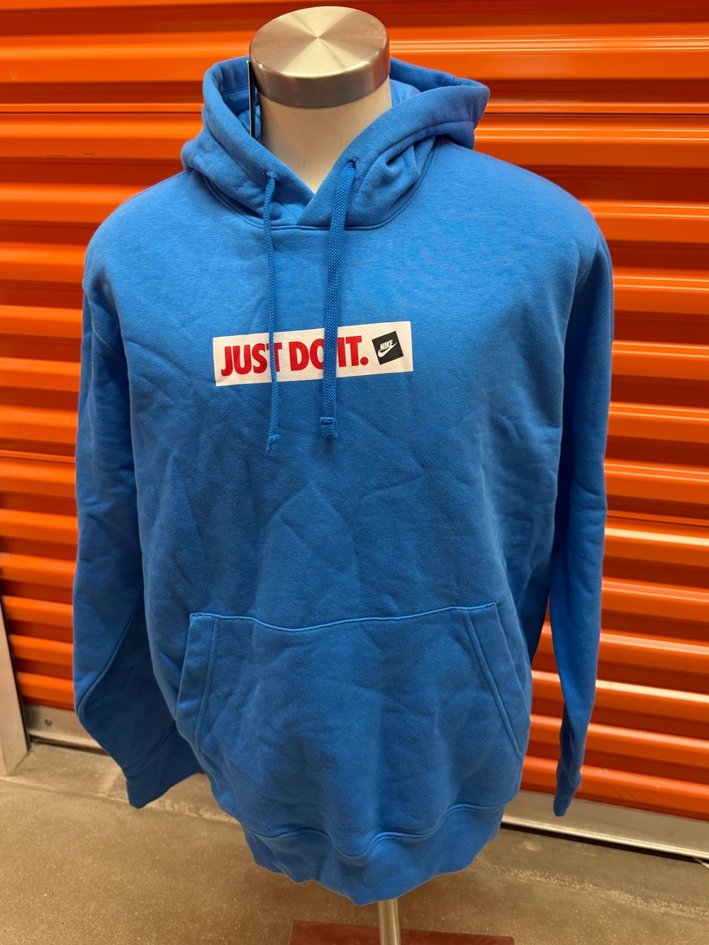 NWT Nike Men Light Blue Hoodie with 'Just Do It.' Chest Logo BV5094 435 Size L